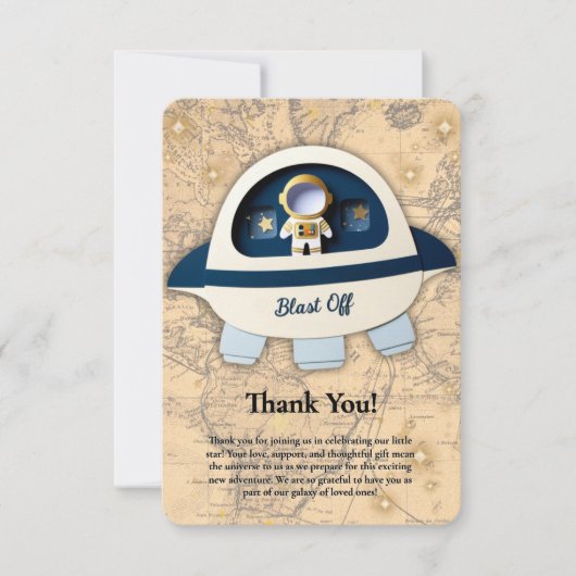 Schiet op! Het  Astronaut Baby shower Bedankkaart (Voorkant)