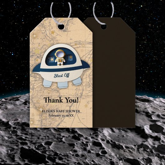 Schiet op! Het  Astronaut Baby shower Cadeaulabel