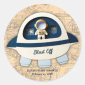 Schiet op! Het  Astronaut Baby shower Ronde Sticker (Voorkant)