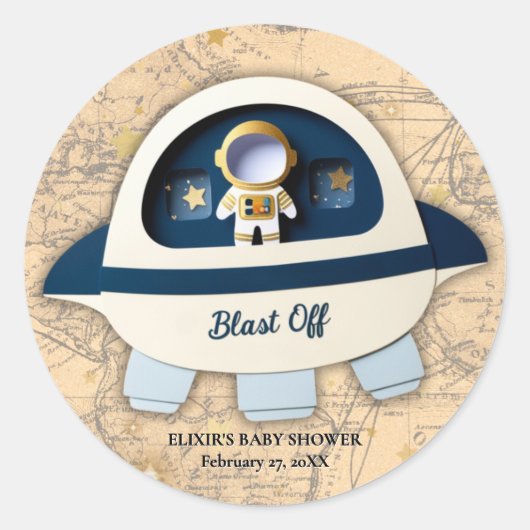 Schiet op! Het  Astronaut Baby shower Ronde Sticker (Voorkant)