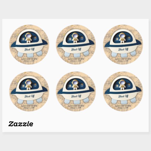 Schiet op! Het  Astronaut Baby shower Ronde Sticker (Vel)