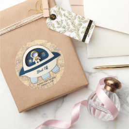 Schiet op! Het  Astronaut Baby shower Ronde Sticker