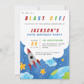 Schiet op! Jongens Outer Space Theme Verjaardagsfe Kaart (Voorkant)