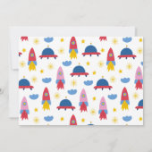 Schiet op! Outer Space Rocket Boy Verjaardag Foto Kaart (Achterkant)