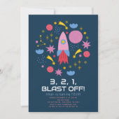 Schiet op! Outer Space Rocket Boy Verjaardag Kaart (Voorkant)