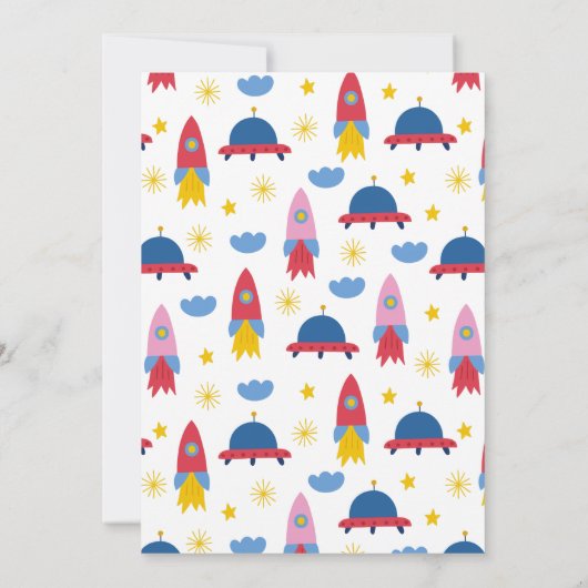 Schiet op! Outer Space Rocket Boy Verjaardag Kaart (Achterkant)
