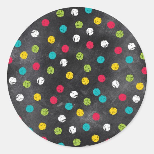 Schiet op! Rainbow Polka Dots - Krijtbord Print Ronde Sticker (Voorkant)