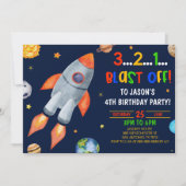 Schiet op! Raketschip Ruimte Verjaardagsfeest Kaart (Voorkant)