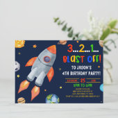 Schiet op! Raketschip Ruimte Verjaardagsfeest Kaart (Staand voorkant)