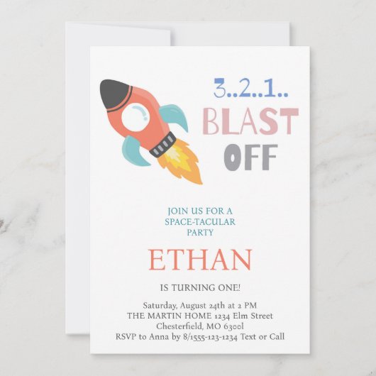 Schiet op! Verjaardag van het ruimteraketschip Kaart (Voorkant)