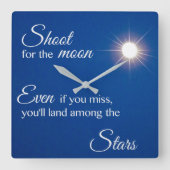 Schiet op voor de maan vierkante klok (Voorkant)