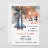 Schiet vier sterren astronaut vierde verjaardag kaart (Voorkant)