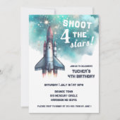 Schiet vier sterren jongens ruimte vierde verjaard kaart (Voorkant)