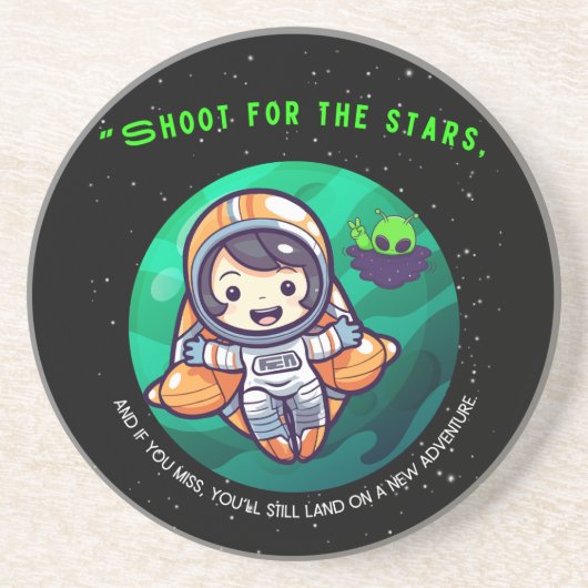 SCHIET VOOR DE START, ASTRONAUT ZANDSTEEN ONDERZETTER (Voorkant)