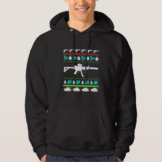 Schietbaan Ugly Christmas machine pistool wapens Hoodie (Voorkant)