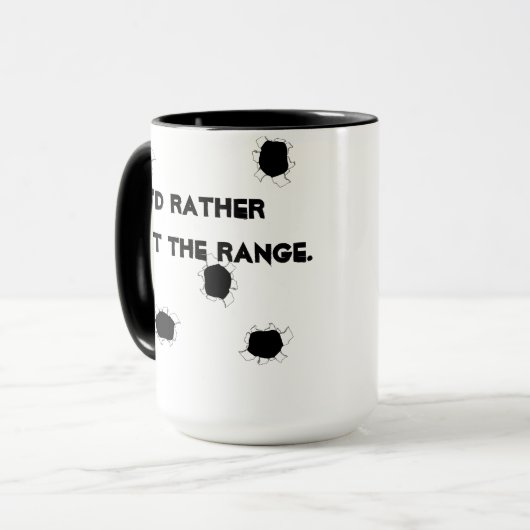 schietbaan van het pistool mok (Voorkant links)