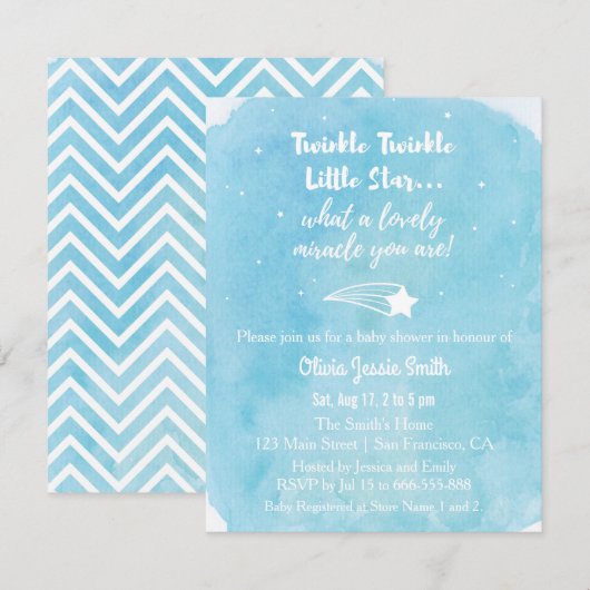 Schieten Twinkle Twinkle Little Star Baby shower Kaart (Voorkant / Achterkant)