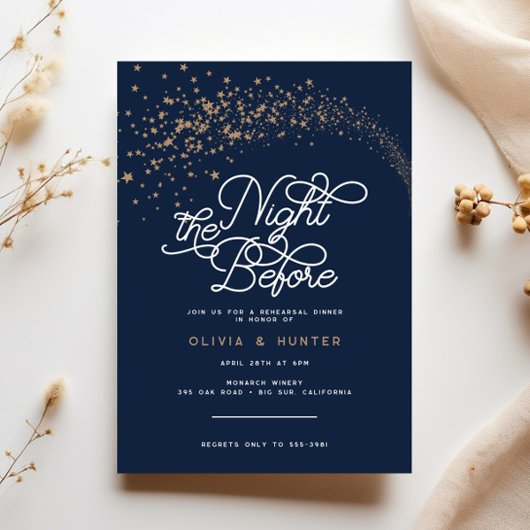 Schietende sterren de avond voor repetitie diner kaart