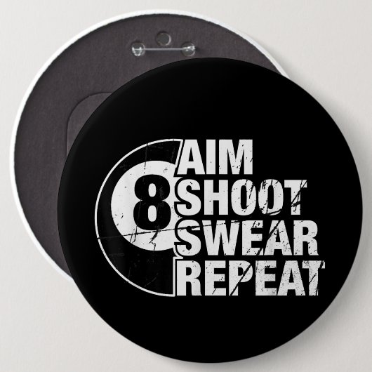 schietpartij : herhaal 8 balpoel ronde button 6,0 cm (Voorkant /achterkant)