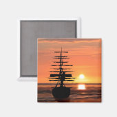 Schiff bei Sonnenuntergang Magnet (Voorkant / Achterkant)