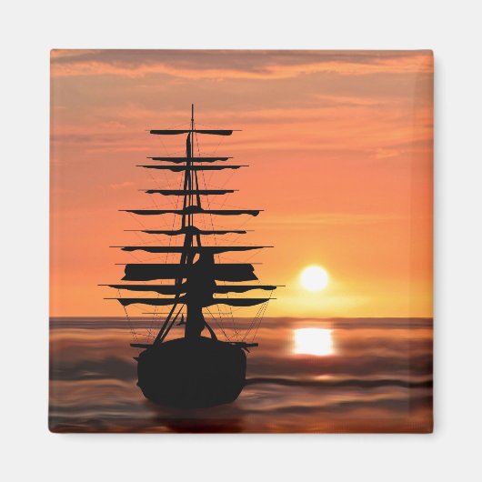 Schiff bei Sonnenuntergang Magnet (Voorkant)