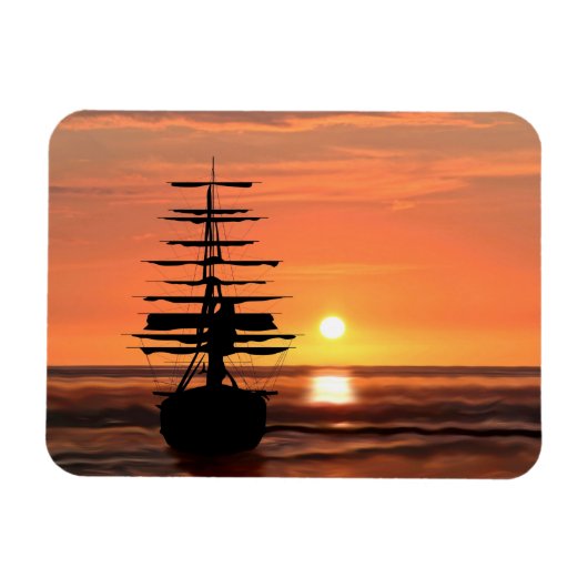 Schiff bei Sonnenuntergang Magnet Magneet (Horizontaal)