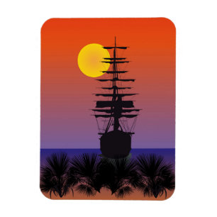 Schiff bei Sonnenuntergang Magnet Magneet