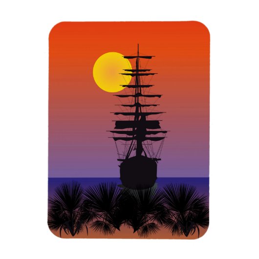 Schiff bei Sonnenuntergang Magnet Magneet (Verticaal)