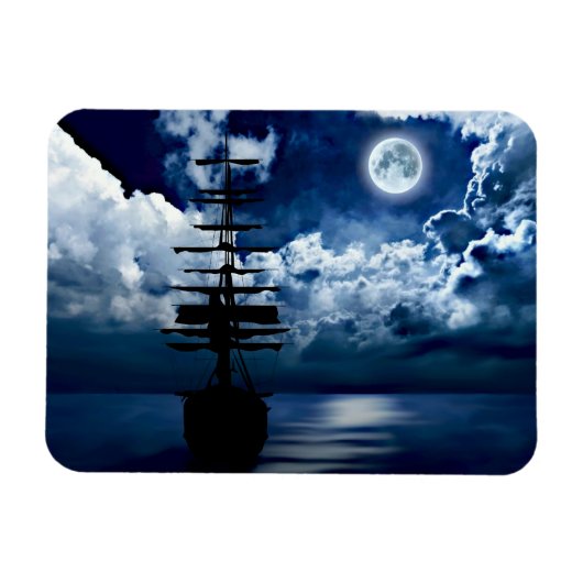 Schiff bei Vollmond Magnet Magneet (Horizontaal)
