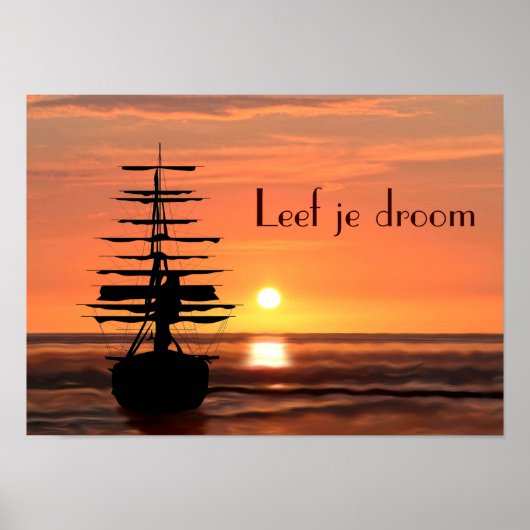 Schiff mit Sonnenaufgang Poster (Voorkant)