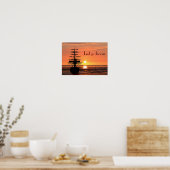 Schiff mit Sonnenaufgang Poster (Keuken)