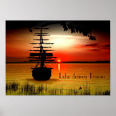 Schiff mit Sonnenaufgang Poster (Voorkant)