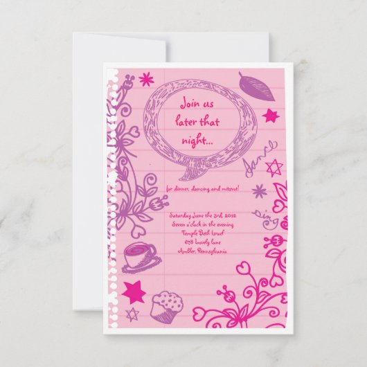 SCHIJBBELS OP NOTEPAPER Bat Bat Mitzvah Party Card Kaart (Voorkant)