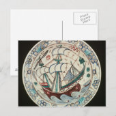 Schijf geschilderd met schip briefkaart (Voorkant / Achterkant)