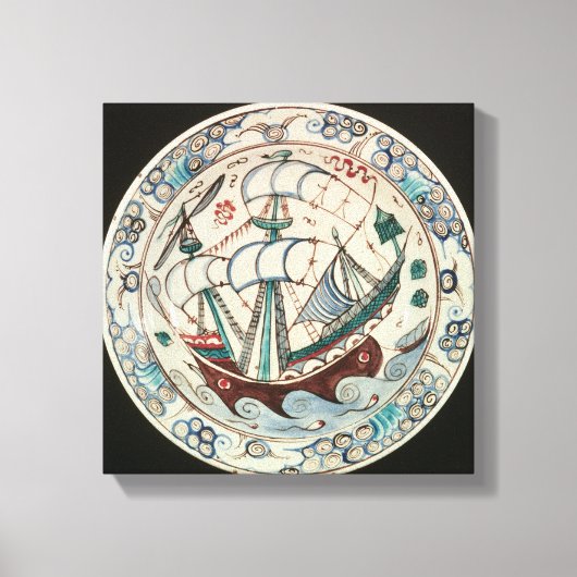 Schijf geschilderd met schip canvas afdruk (Voorkant)