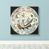 Schijf geschilderd met schip canvas afdruk (Insitu (Houten vloer))