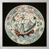 Schijf geschilderd met schip poster (Voorkant)