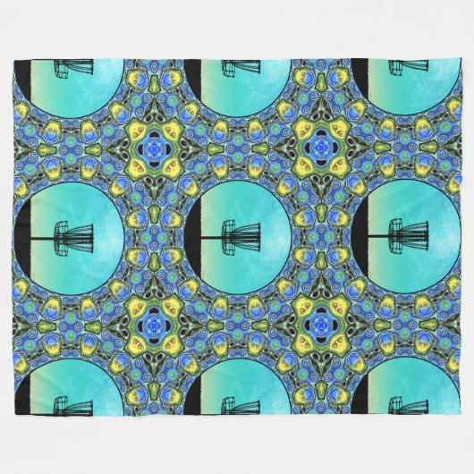 Schijf Golf Abstract mandje 5 Fleece Deken (Voorkant (Horizontaal))