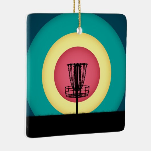 Schijf Golf Basket Silhouette Keramisch Ornament (Rechts)