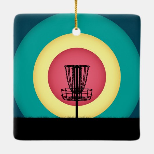 Schijf Golf Basket Silhouette Keramisch Ornament (Achterkant)