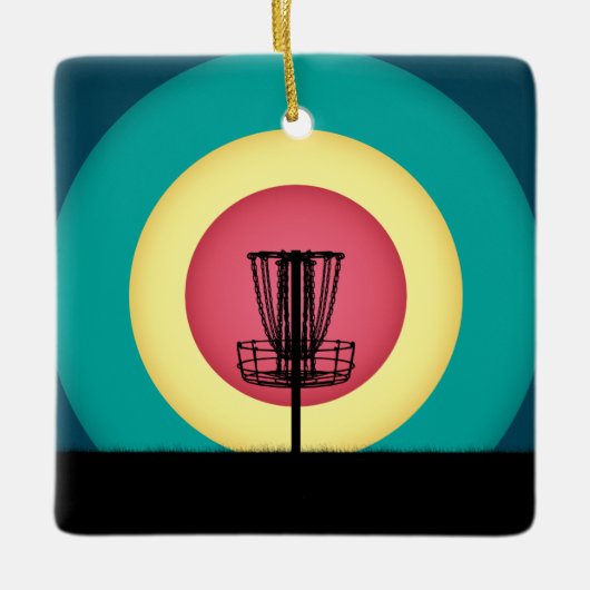 Schijf Golf Basket Silhouette Keramisch Ornament (Voorkant)