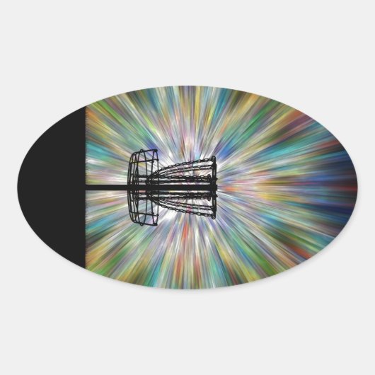 Schijf Golf Basket Silhouette Ovale Sticker (Voorkant)