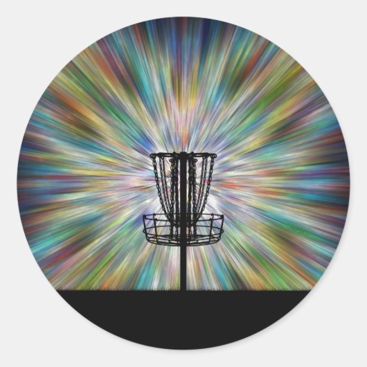 Schijf Golf Basket Silhouette Ronde Sticker (Voorkant)