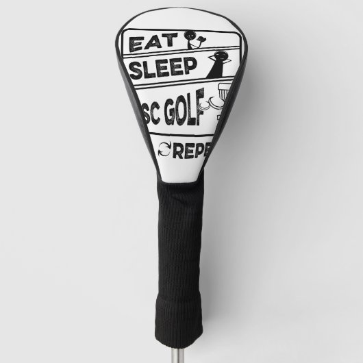 Schijf Golf Eat Sleep Herhalen Golfheadcover (Voorkant)