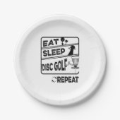 Schijf Golf Eat Sleep Herhalen Papieren Bordje (Voorkant)