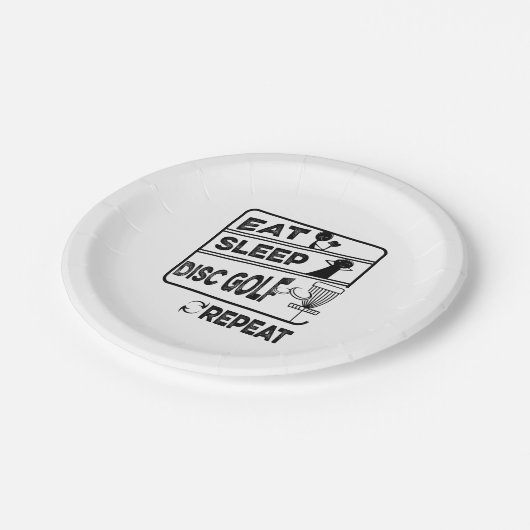 Schijf Golf Eat Sleep Herhalen Papieren Bordje (Gekanteld)