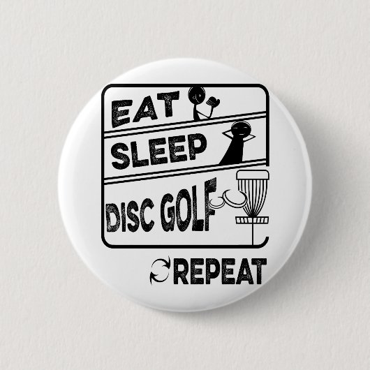 Schijf Golf Eat Sleep Herhalen Ronde Button 5,7 Cm (Voorkant)