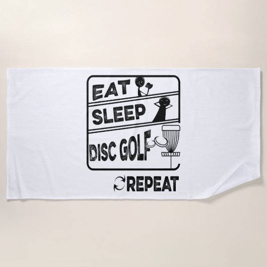 Schijf Golf Eat Sleep Herhalen Strandlaken (Voorkant)