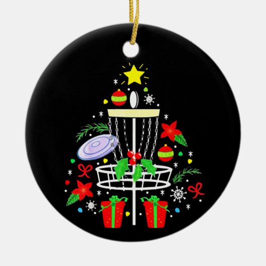 Schijf Golf Frisbee-kerstsierboom Funny Keramisch Ornament (Voorkant)