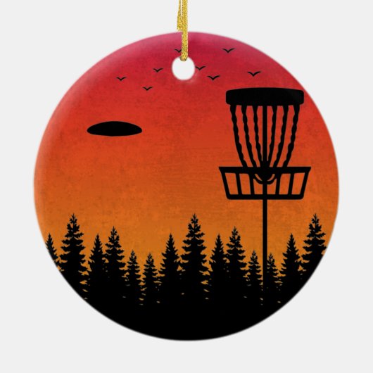  schijf Golf Frisbee Player Retro Keramisch Ornament (Achterkant)